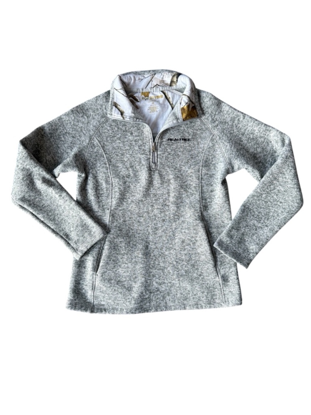 Realtree Olive Green Heather Fleece Lined Pullover Quarter Zip Sweater Medium